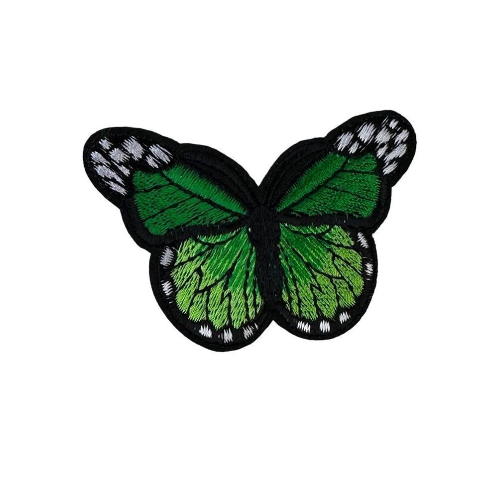 Green Butterfly Embroidered Patch